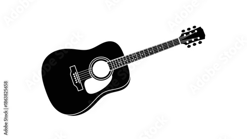 Acoustic Guitar Illustration on White Background.