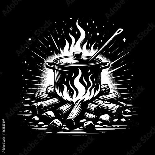 Hot cup of coffee with rising steam on a black background