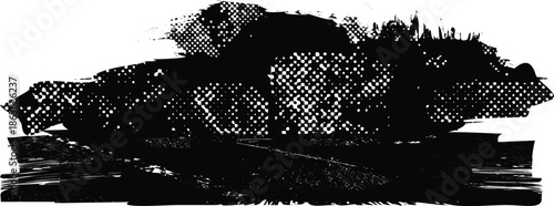 Grunge Paint Roller . Vector brush Stroke . Distressed banner . Black stripes isolated. paintbrush collection . Modern Textured shape . Dry border in Black . Bulge lines
