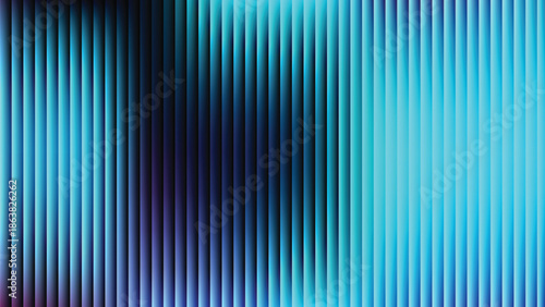 Glass ripple texture with dark gradient background blue, and lilac light streaks. Futuristic distortion, moody abstract glow, reeded vertical blur. Vector illustration