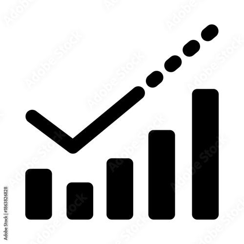 Forecast symbol showing a chart with a dotted future line, representing prediction, trend analysis, and data-driven planning for business, finance, and strategy.