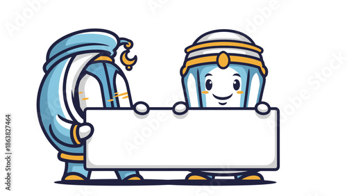 Egyptian pharaohs holding blank sign