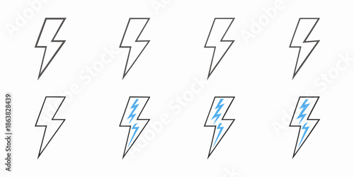Simple illustration of multiple lightning bolts in a grid arrangement