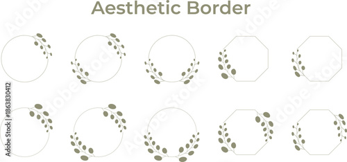 Aesthetic Border Shape Line Leaves