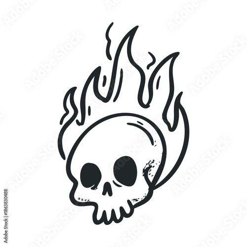 Flaming skull design for Halloween decorations and apparel