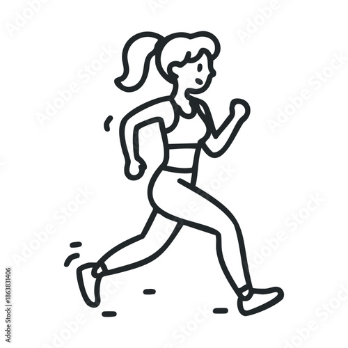 Running woman in activewear during a fitness routine outdoors