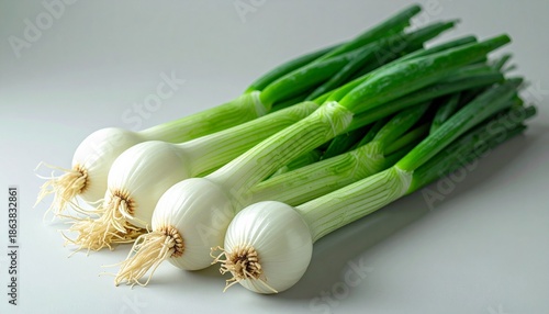 Fresh Spring Onions - A Vibrant Bunch of Green and White.
