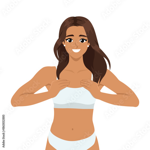 Smiling Woman in Basic Underwear. Flat Vector character illustration