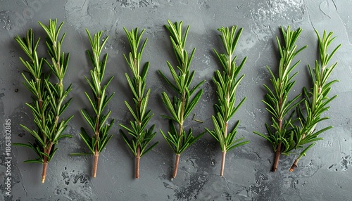 Fresh Rosemary Sprigs on Textured Background - Aromatic Herb Still Life.