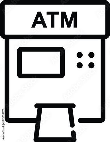 Simple outline icon of ATM machine