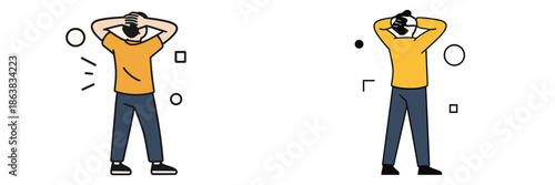 Emotional stress expression in vector illustration design