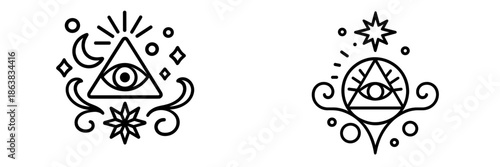 Eye-catching vector illustrations of mystical symbols and designs