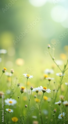 Many white and yellow flowers in a field