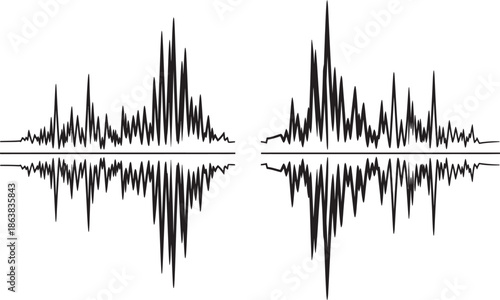 Dynamic Audio Waveform Abstract Graphic Design Element with Reflection for Music and Technology Projects
