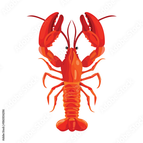 Lobster. Flat vector clipart, illustration with isolated background.