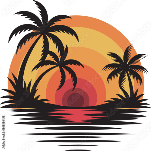 tropical island with palm trees