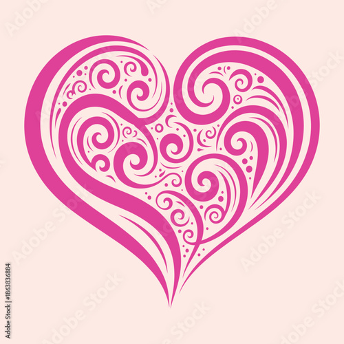 curly heart vector black silhouette isolated illustration for romantic design projects love symbols greeting cards valentines day wedding stationery and decorative elements.