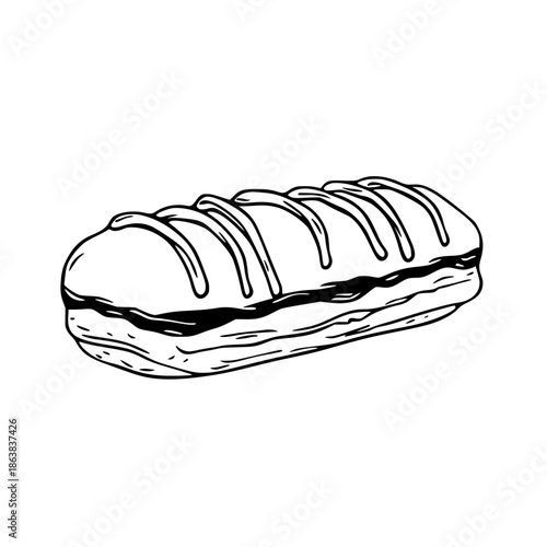 Creamy Delight: Simple Eclair Pan Clean Ready Use | Clean, isolated vector art for creative projects.