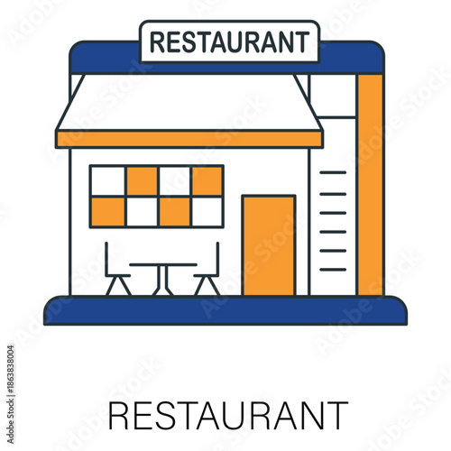 Restaurant Graphic Depicting Modern Dining Place For Food Service Business