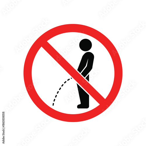 No Urination Sign Icon Prohibition Symbol Public Toilet Rule Isolated on White