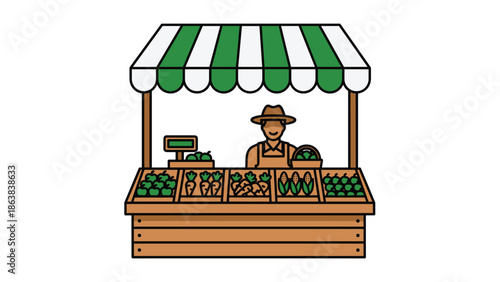 Vibrant farmer's market stand with fresh produce on display, Generative AI.