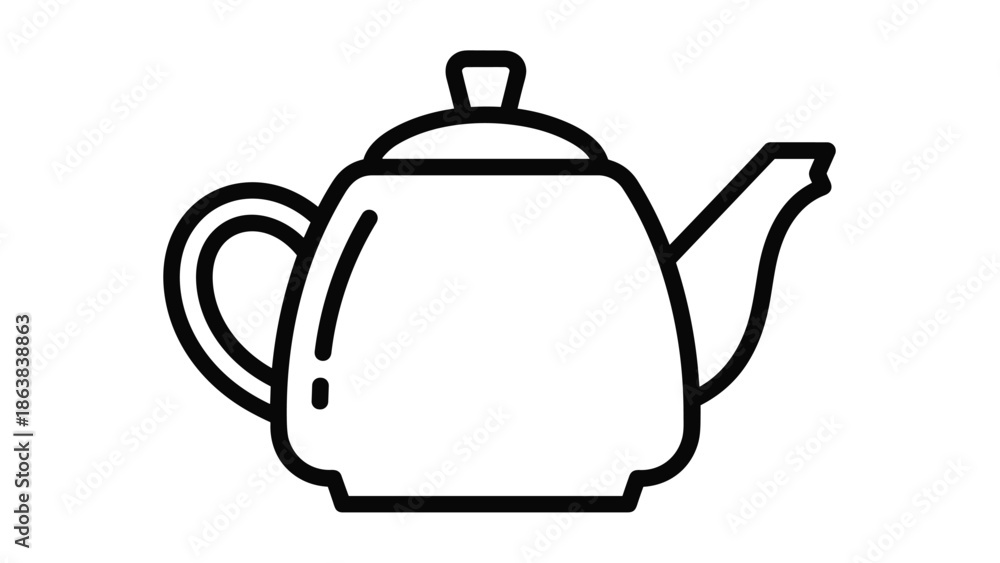 Obraz premium Simple line drawing of a teapot with a handle and spout, Generative AI.
