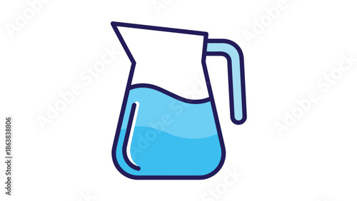 Simple blue water pitcher with white background illustration, Generative AI.