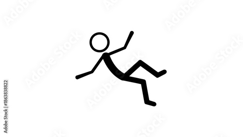 Stick Figure Person Falling Backwards, Depicting an Unexpected Accident or Loss of Balance on an Isolated White Background