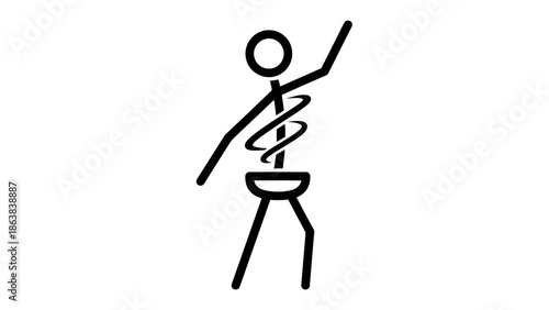 Stick Figure Man with Springy Body Bouncing Energetically, Expressing Flexibility and Joy on Isolated White Background