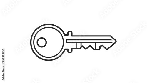 Simple line art key icon for unlocking concepts, Generative AI.