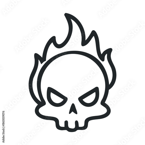 Skull with flames design for tattoo or graphic art usage