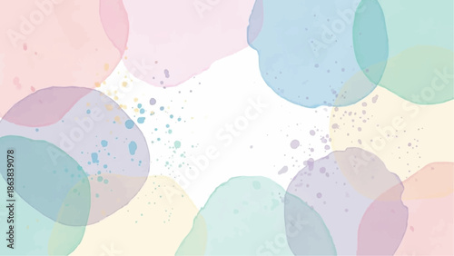 Vibrant pastel colored bubbles on white background