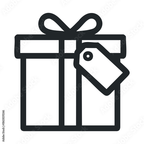 Gift box with ribbon and tag for celebration occasions