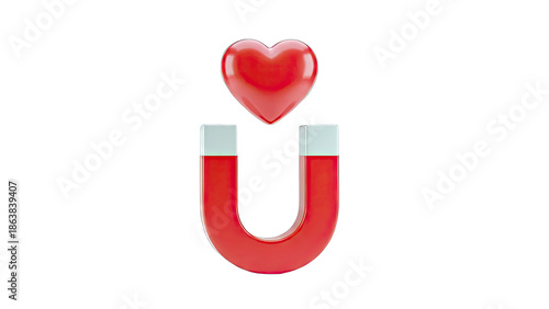 Red Horseshoe Magnet Attracting a Heart