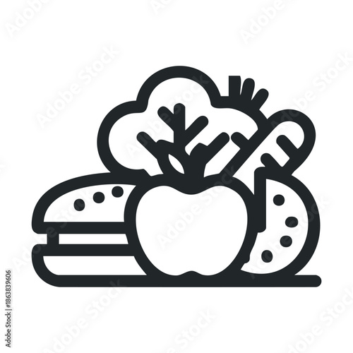 Fresh produce and delicious burger concept for healthy eating