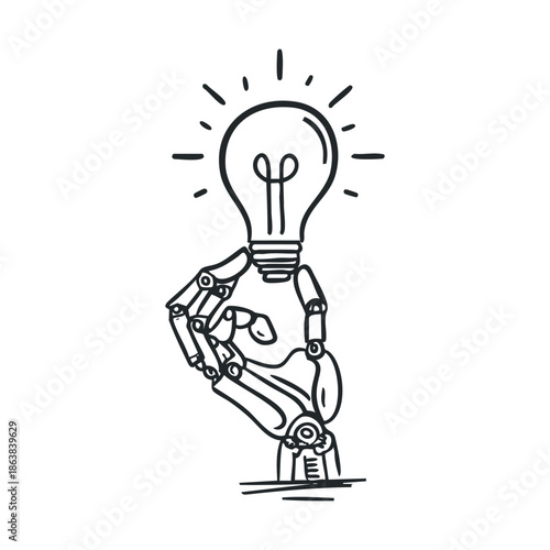 Creative concept of artificial intelligence holding a light bulb