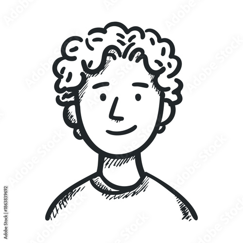 Friendly young man with curly hair smiling warmly