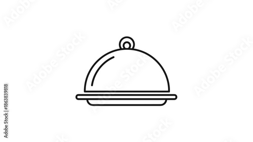 Simple line art of a covered serving dish, Generative AI.