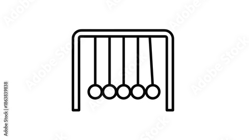 Modern Newton's cradle in sleek black and white design, Generative AI.
