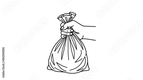 Hand holding a money bag with cash inside tightly secured, Generative AI.