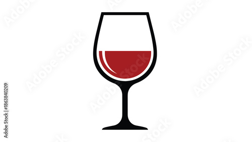Elegant wine glass filled with red wine on white background, Generative AI.