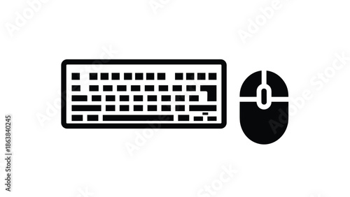 Computer keyboard and mouse on white background for tech designs, Generative AI.