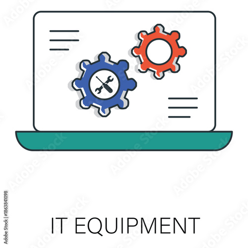 IT Equipment Symbol Featuring Computer And Network Hardware For Digital Infrastructure