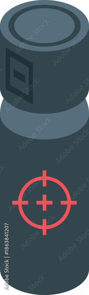 Obraz premium Grey pepper spray canister featuring red target, providing security and protection