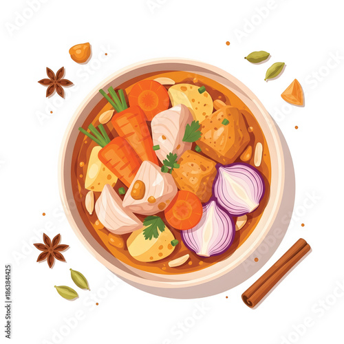 Delicious Stew with Carrots, Potatoes, and Onions, a Savory Meal. Japanese Kare.