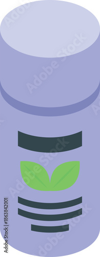 Purple cosmetic cream tube with green leaves is promoting natural, organic ingredients for eco conscious consumers