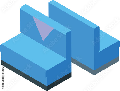 Empty blue chairs spaced apart in waiting area, representing social distancing measures in healthcare settings