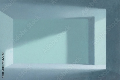 Serene Space Showcasing Minimalism in Soothing Sage Green Tones Generative AI