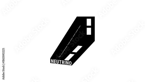 neutrino symbol, black isolated silhouette