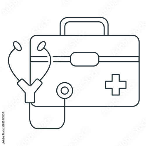 First Aid Medical Kit Graphic Showing Emergency Health Care Support Tools